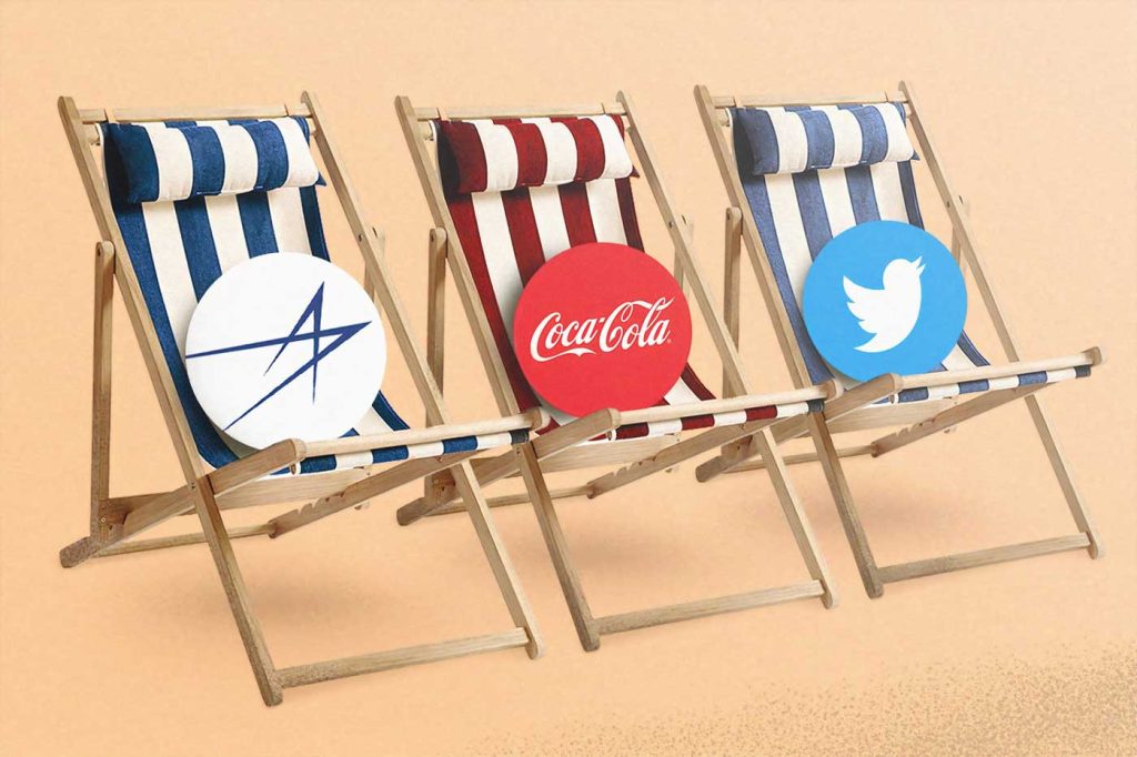 Assortment of brand logos on display