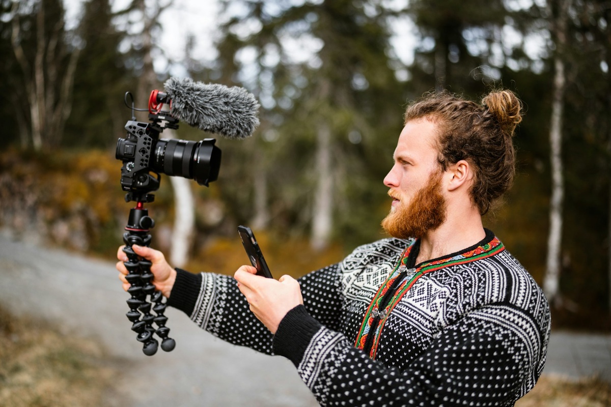 a guy filming himself in the nature